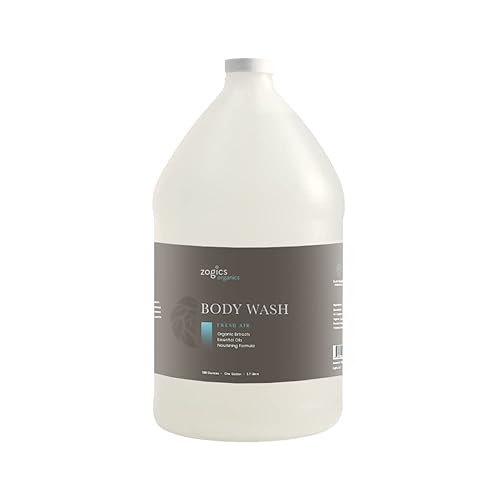 Zogics Organics Gel de baño  Gel de baño hidratante para hombres y mujeres, fórmula a base de plantas hecha con aceites esenciales y leche de cabra,