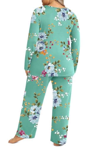 Plus Size Women's Pajamas Sets 2 Piece Long Sleeve Pj Sleepwear Soft Comfy Tops and Pants with Pockets - Image 5