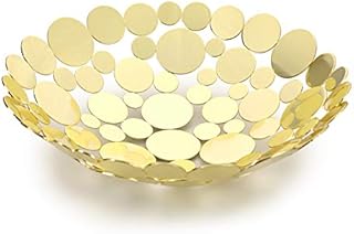 SUMNACON Countertop Fruit Holder Basket Metal Fruit Storage Bowl Kitchen & Dinning Table Fruit Display Basket Bowl Bread Vegetable Storage Stand Holder, Gold