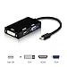 3 in 1 Mini Display Port to HDMI DVI VGA Adapter, TechUnion (Thunderbolt Port) to HDMI/DVI/VGA Male to Female Adapter Converter for Apple MacBooks, Microsoft Surface tablets, Google Chromebook Pixel