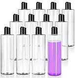 JUVITUS (12 pack) 16 oz Clear Cylinder PET Plastic Bottles with Disc Cap Lid