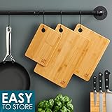 Premium Extra-Thick Wooden Chopping Boards - 3 Piece Bamboo Chopping Board Set - 33x22cm / 28x22cm / 22x15cm - Ideal for Carving Meat, Cutting Vegetables, Cheeses and Bread - by LARHN - Image 5