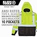 Klein Tools 60364 Bomber Jacket, High-Visibility Reflective Winter Jacket, 220-Gram Insulation for Superior Warmth, ANSI Compliant, Large