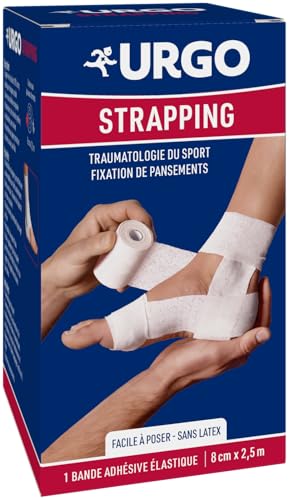 Urgo - Strapping - Bande élastique adhésive - Contention / Fixation de pansements - 1 bande...