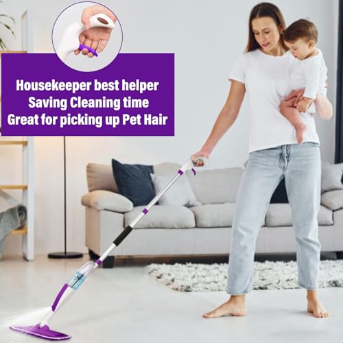 Image of Wet Spray Mop for Floor Cleaning with 14 oz Bottle & 3 Microfiber Pads | Refillable bottle, washable pads, dry /wet use for home or commercial cleaning on hardwood, laminate, wood & ceramic floors
