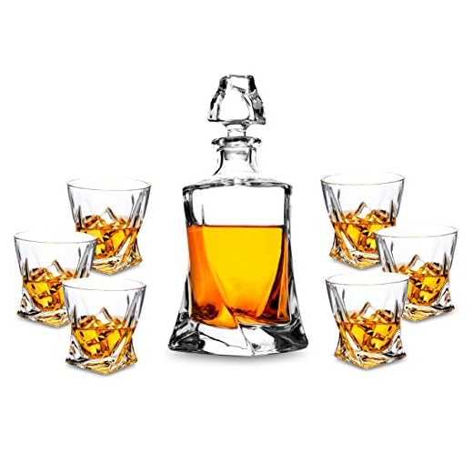 KANARS Carafe Whisky, 800ml Bouteille avec 6x 300ml Verre à Whiskey, Décanter Cristal, Belle Boîte Cadea, 7 Pièces