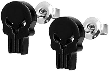 Marvel Comics The Punisher Skull Stud Earrings 316L 18G image 2