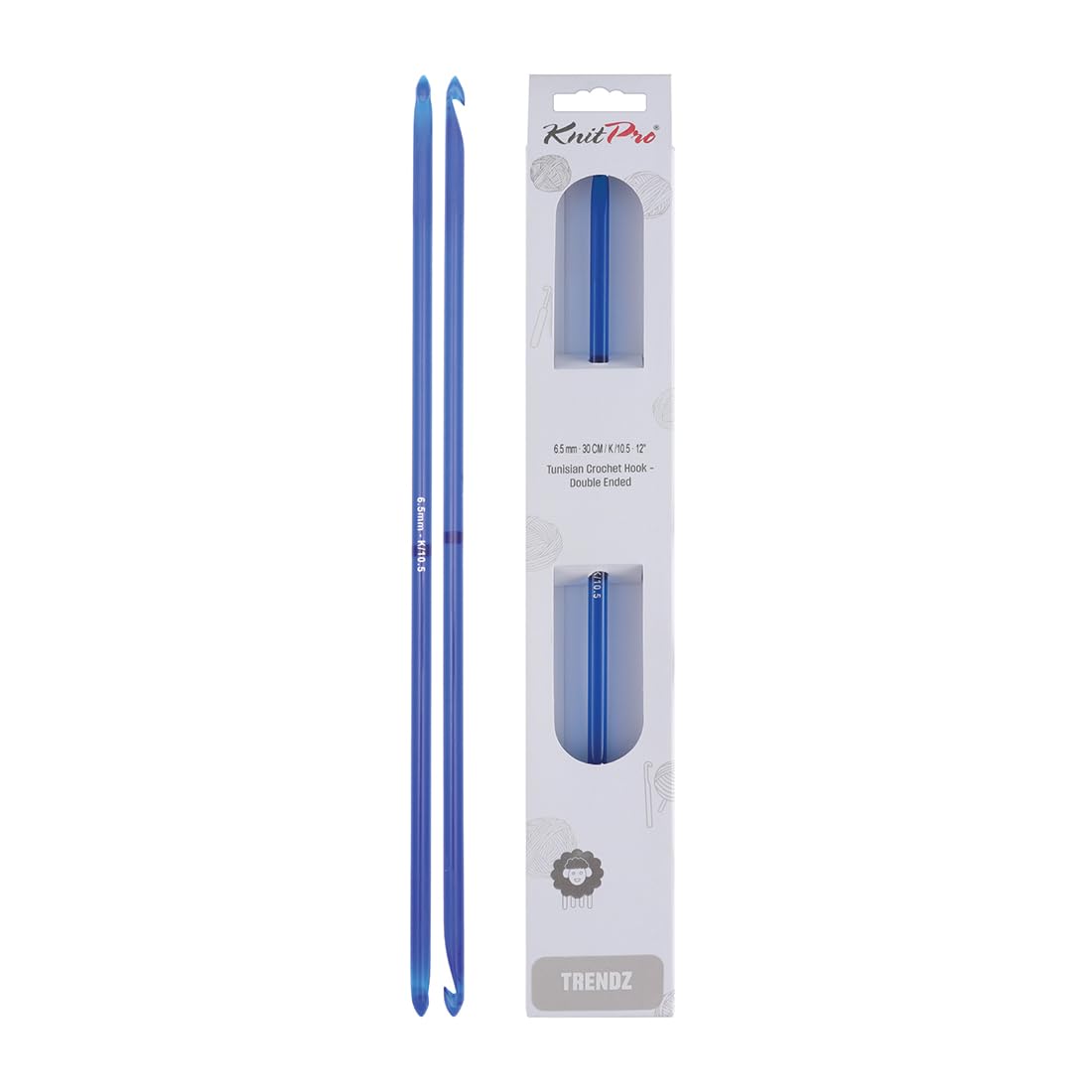 Knit Pro KP51424 6.50 mm Double Ended Traditional Tunisian Crochet Hook, Multi-Colour