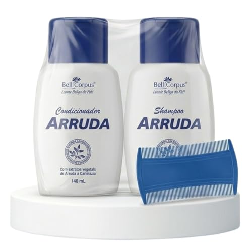 Arruda Kit Infantil e Adulto Shampoo 140ml + Condicionador 140ml + Pente Fino - Combate Piolhos, Lêndeas e Caspa - Aroma Perfumado e Natural