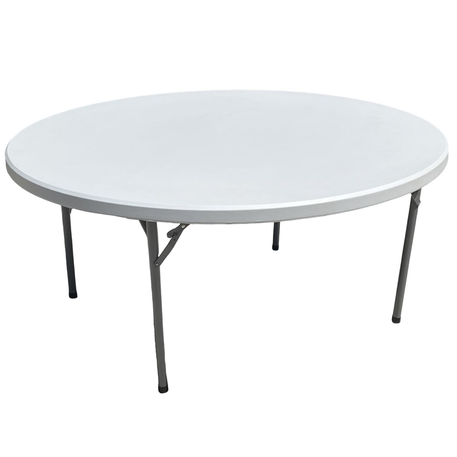 Marvin Tavolo Rotondo Salvaspazio Bivacco Diametro 150 Cm con Gambe Pieghevoli in Acciaio e Top Bianco per Campeggio Feste Giardino Catering (Diametro 150cm)