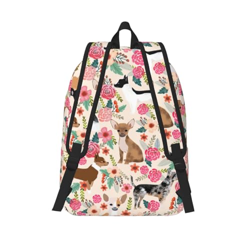 BREAUX Cattle Dog Florals Canvas Casual Lightweight Duffel Bag, Fashion Duffel Bag, Unisex Travel Backpack3