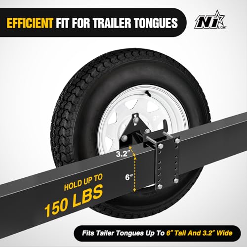 Image of Nilight Spare Tire Carrier 3-Nuts Design Boat Trailer Carrier Bracket Utility Trailer Accessories Fits 4 & 5 & 6 Lugs Trailer Wheels on 4 inch 4.5'' 4.75'' 5'' 5.5''and 6''Bolt Patterns 150 Lbs