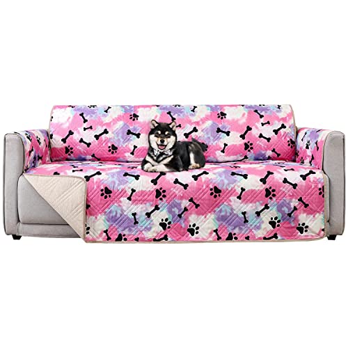 Boctopug Couch Cover Sofa Covers Slipcover Waterproof Sofa Cover Water Resistant Couch Cover For Dogs Kids Cats Pets (Oversized Loveseat, Red+Black Paw Bone) #TOP5