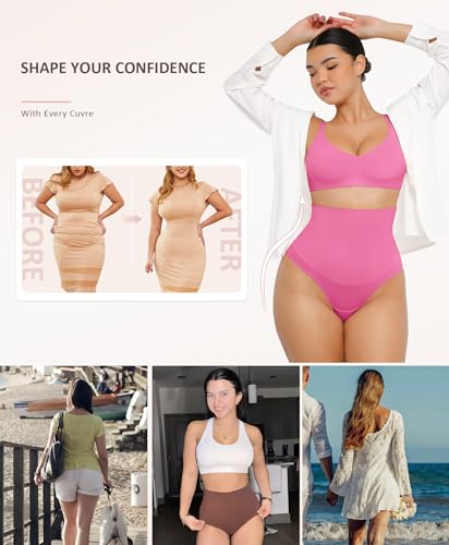 Image of FeelinGirl Thong Shapewear Tummy Control Mid Waisted Seamless Shapewear for Women Moderate Compression