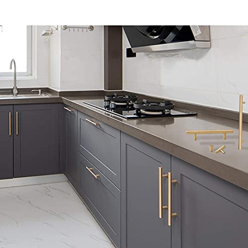 WYNWJ Tire les Poignées de la Poignée, Armoire de Placard en Cuivre Massif Tire le Matériel de Garde-Robe Tiroir de Cuisine Placard de Cuisine Pour Placards Or/50Mm - Image 5