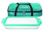 Anchor Hocking 3 Quart Glass Rectangular Baking Dish with Mineral Blue TrueFit™ Lid and Tote
