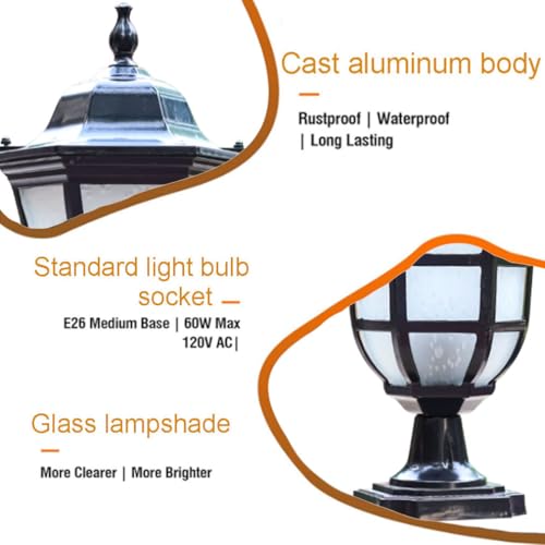 Lampadaire extérieur pour jardin cour moderne étanche noir style rétro