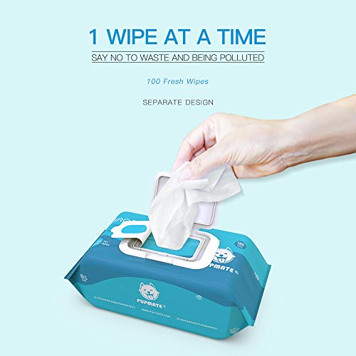 Pupmate Pet Wipes For Dogs & Cats, Extra Moist & Thick Grooming Puppy Wipes With 100 Fresh Counts, Aloe Vera/Nature #TOP5