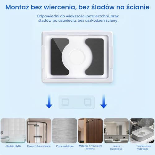HOTUT Uchwyt na tablet prysznicowy, wodoodporny uchwyt na telefon komórkowy, obracany o 360°, odporny na zaparowanie, wysoka czułość ekranu dotykowego HD, stojak do montażu na ścianie, pasuje do