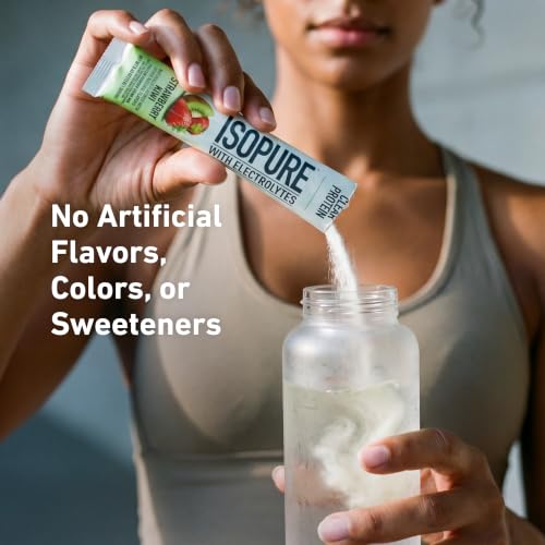 Image of Isopure Clear Protein Stick Pack, Strawberry Kiwi, 20 Count (Pack of 1)