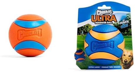 Chuckit! Ultra Ball XXL 4" & Ultra Squeaker XL 3.5" Dog Toy Bundle - for Dogs 100+ lbs - Durable Rubber Bouncy Balls - Floats in Water