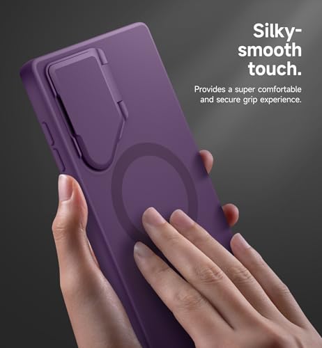 Image of SURITCH for Samsung Galaxy S24 Ultra Phone Case, Magnetic Protective Cover with Camera Cover & Adjustable Metal Kickstand for Galaxy S24 Ultra (2024)-Dark Purple