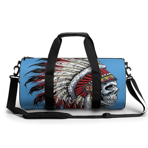 Sac week-end crâne tribal anti-usure pour gym et voyage sans encombre