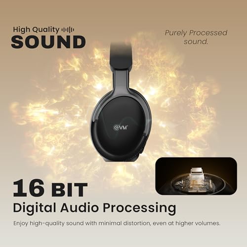 Image of EVM EnSonic Over Ear Wireless Headphones | Bluetooth 5.3+EDR | 40mm Drivers | Deep Bass Sound | 40H Playtime | HD Mic | Foldable Design | AUX Support, Lightweight | 1-Year Warranty (EVM-WHF-01-Black)