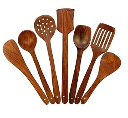 MHWF. Pure SHEESHAM Wooden Spoon Set of 7 | 2 Frying, 1 Serving, 1 Spatula, 1 Chapati Spoon, 1 Desert, 1 Rice, Best Tools for Kitchen (B0DDJ8WL5N) Amazon Price History, Amazon Price Tracker