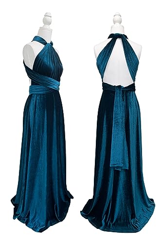 Image of Velvet Infinity Dress with Bandeau, Convertible Bridesmaid Dresses, Multiway Wrap Maxi Long Formal Wedding Guest Dress