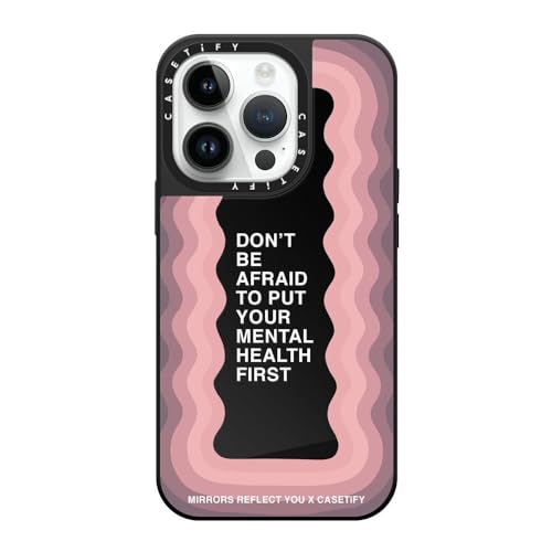 CASETiFY �~���[ iPhone 14 Pro �P�[�X [1.5m����̗����������N���A/MagSafe �ɑΉ�] - Don't Be Afraid - �u���b�N (�u���b�N�o���p�[)