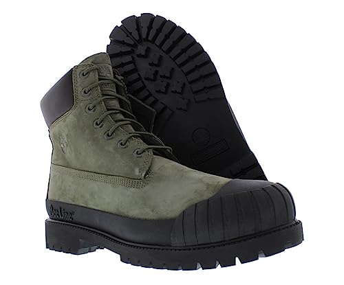 Image of Timberland Premium 6 Inch Waterproof Boot Mens Shoes Size 12, Color: Nubuck Dark Green /Midnight Black