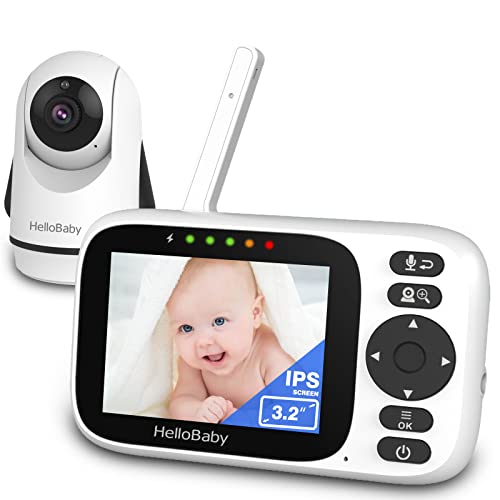 Hellobaby Hd Baby Monitor With Camera And Audio - Baby Monitor Camera No Wifi With Ips Screen, Newborn Baby Essentials,Hd Night Vision, High Capacity Battery, 1000Ft Range, 8 Languages, 2-Way Talk #TOP14
