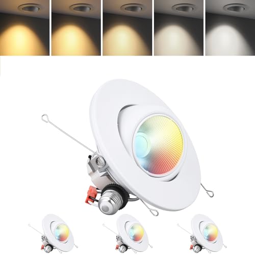 TORCHSTAR 6 Inch 5CCT LED Gimbal Retrofit Recessed Light Dimmable, 2700K/3000K/3500K/4000K/5000K...