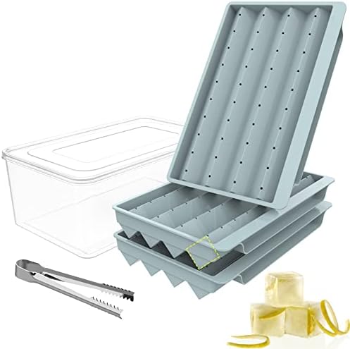 WIBIMEN Square Ice Cube Mold,1 Inch Small Ice Cube Trays, 3 Pack Square Ice Cube Tray with Lid and Bin, Easy Remove & Transfer Ice Trays for Chilled Drinks Cocktails (Blue)