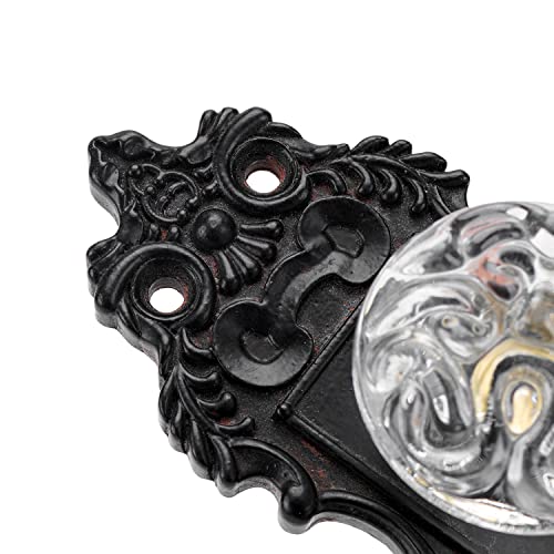 Soffee Design Set Of 2 Vintage Cabinet Knob Dresser Drawer Pulls, Distressed Closet Handles With Clear Crystal, Antique Door Knobs With Mounting Screws For Cupboard, Kitchen Furniture - Black #TOP6