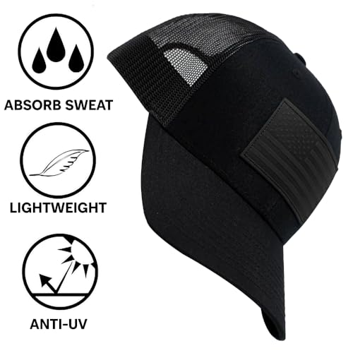 Image of 13 STRIPES American Flag Hat - Leather Patch Mesh Back Snapback Hat for Men & Women USA Flag Trucker Hat, Casual Unisex Hat