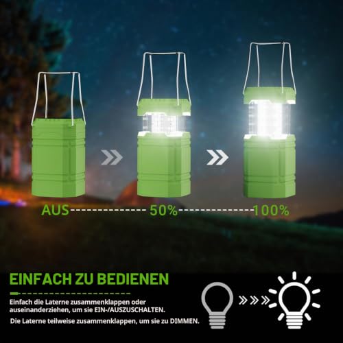 LED Campinglampe Solar, Wasserdicht LED Camping Laterne, Notfallleuchte mit Handkurbel, Eingebaute 3000mAh Akku für Wandern, Angeln, SOS… – Ansicht 3
