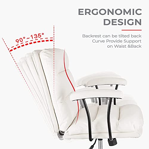 Ergonomic Office Chair, Home Office Desk Chairs With Wheels And Arms, Faux Leather Computer Swivel Chair For Bedroom Office Gaming (Lola Bkj) #TOP2