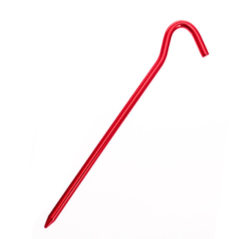 Picchetti per tende in alluminio da 10 pezzi, 18 cm, con gancio, leggeri, per tettoie da giardinaggio, escursionismo, campeggio, picchetti per tende, 10 pezzi rossi