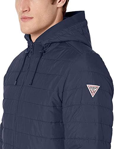 Amazon | GUESS メンズ 軽量 パファージャケット フード付き US サイズ 