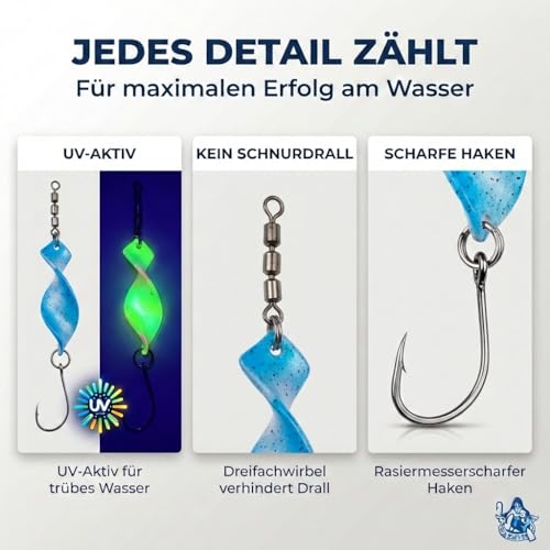 Njord Kalastus Messeneuheit 2025 Spoons Forelle Mega Twist 10 Stück in Spoonbox | Forellen Angeln Spoon Set Forellenköder | Forellen Blinker Angeln Forelle | Spinner Set Trout (3g mit Feder)