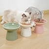 CEEFU Extra Wide Elevated Ceramic Cat Food Bowl - 6.2 Shallow Dish for Whisker Fatigue Relief, 5 Height for Easy Feeding, Lead & Cadmium Free, Durable Raised Cat Food Bowls, Pink