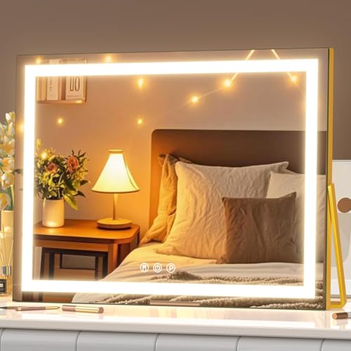 Gvnkvn Vanity Mirror with Lights, 15"× 11" LED Makeup Mirror,