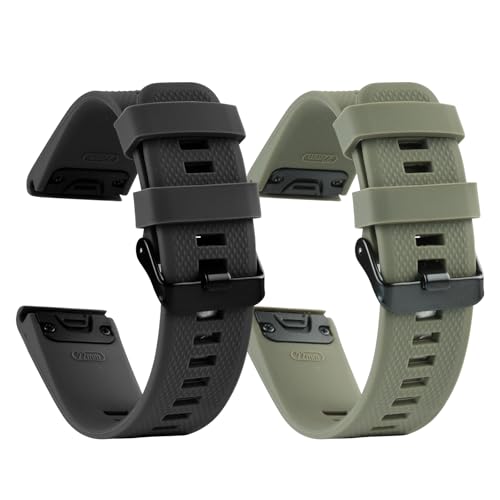 aceyoon Pasek do zegarka Garmin Quatix 7 pro / Fenix 7/7 Pro/6/6 Pro/5/5 Plus, Quickfit 22 mm do zegarka Garmin Instinct/Forerunner 935 945 / Approach S60 S62/Descent G1, oliwkowo-zielony, czarny, 220
