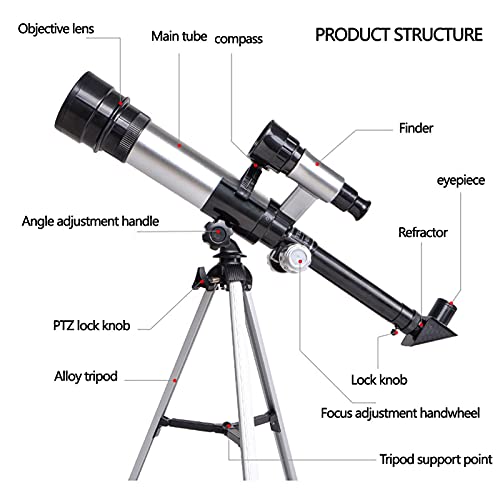 Telescopio Refractor 50mm con Trípode Ajustable y Oculares 10mm y 25mm miniatura 5
