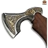 Carbon Steel Head with Hardened & Razor Sharpened Edge, Rose Wood Handle, Uniquely Designed Head, Tomahawk Battle Axe with Premium Leather Sheath