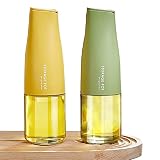 KIZZHISI 17oz Glass Olive Oil Dispenser, Oil and Vinegar Dispenser Set with Silica Gel Pourers, Weig