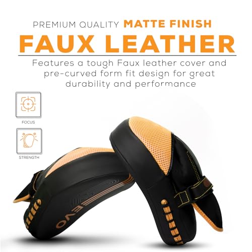 image for EVO Fitness Curved Matte Black Boxing Pads Men Focus Mitts Punching Wo