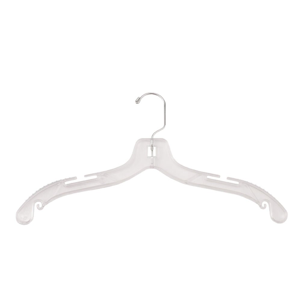 NAHANCO 505R Plastic Dress Hangers with Molded Shoulders, Middle Heavy Weight, 17", Clear (Pack of 100)
